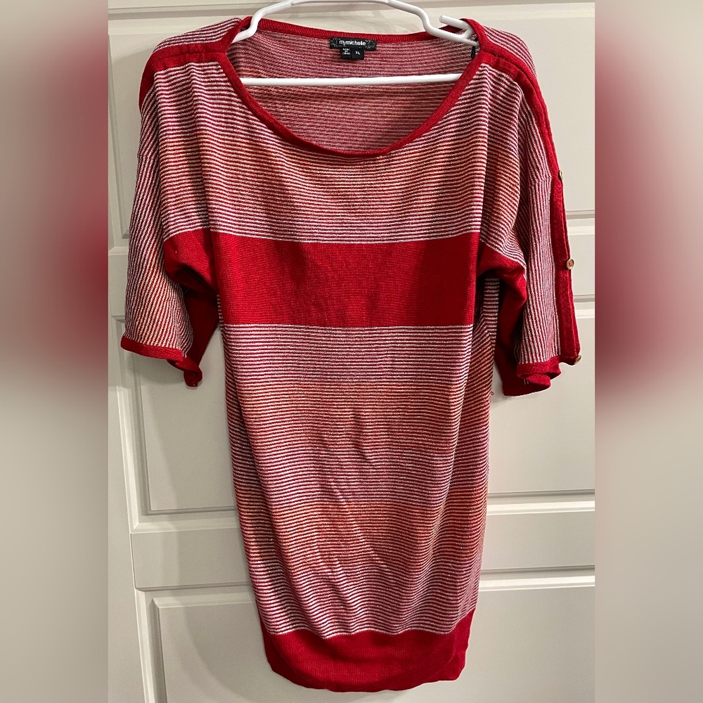 My Michelle Women's Knit Tunic Top - XL (18/20) Red Metallic